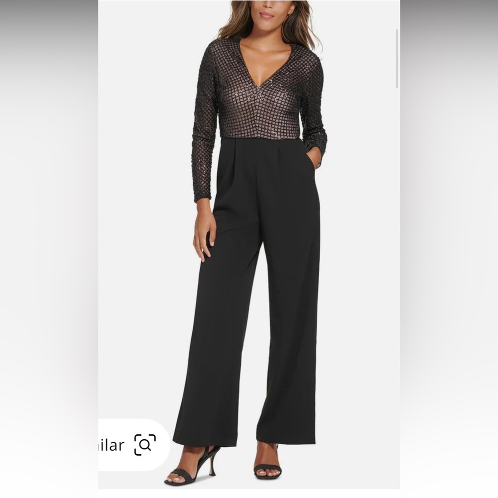 Calvin Klein sequined top wide-leg jumpsuit - size 14 NWOT